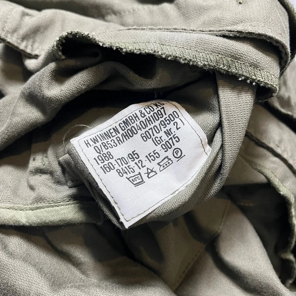 Vintage 1988 German Military Moleskin Field Shirt Size 2 Olive Drab Army Jacket
